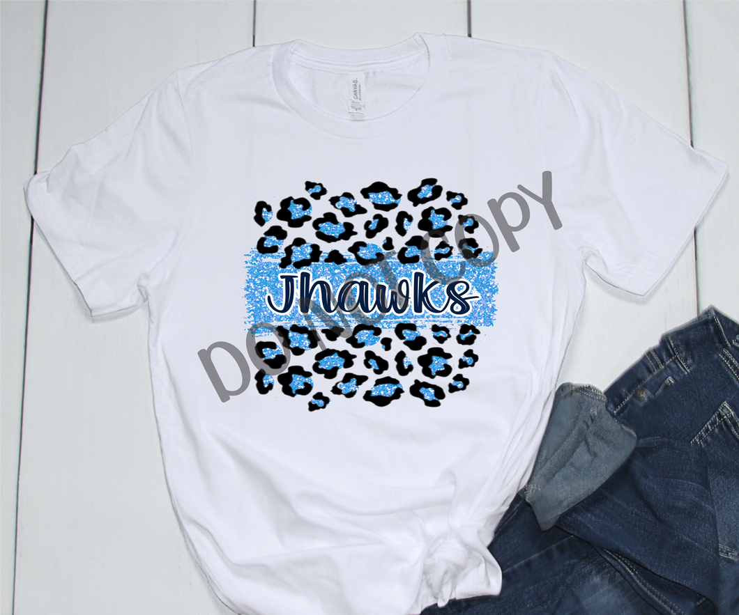 Jhawks Columbia Blue & Navy Leopard Glitter