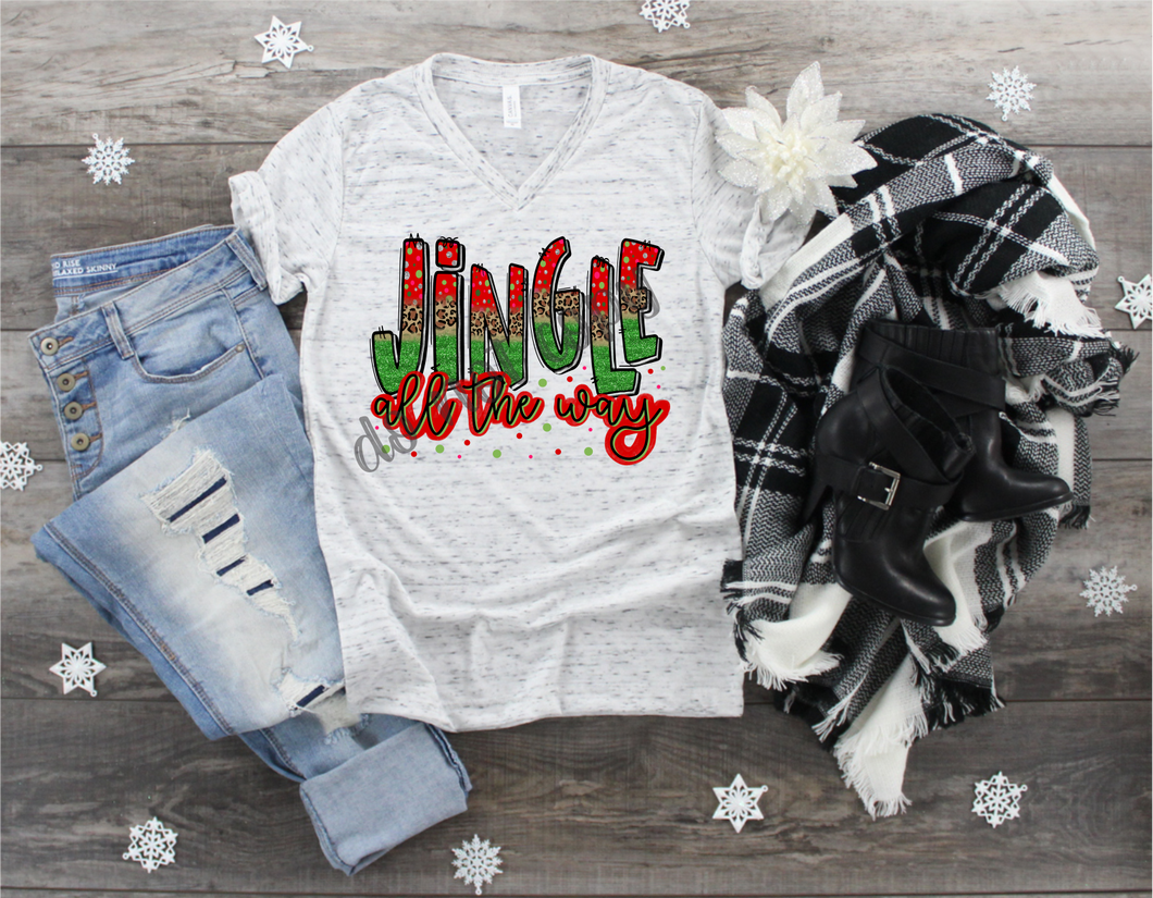 Jingle All The Way Red & Leopard Transfer