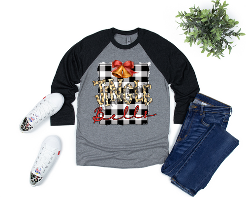 Jingle Bells With Black Plaid Background Transfer