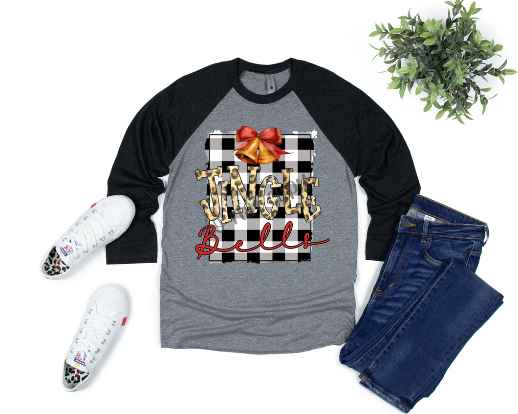 Jingle Bells With Black Plaid Background Transfer