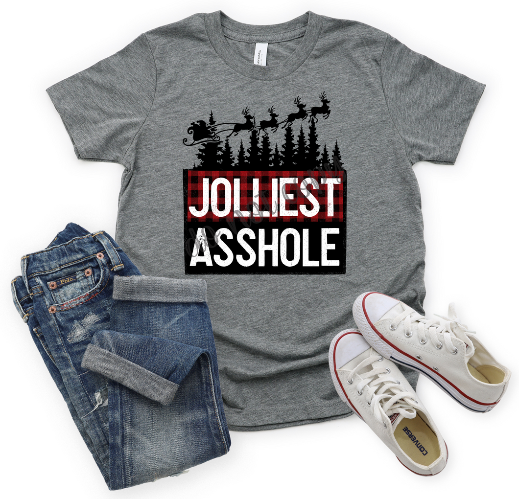 Jolly Asshole Buffalo Plaid With Reindeer Transfer