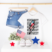 Load image into Gallery viewer, Stacked State Names With Patriotic Leopard Lightning Bolt