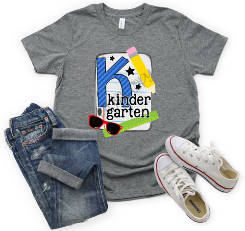 Kindergarten Blue Stripes Notebook Paper Transfer