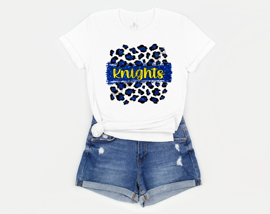 Knights Blue & Gold Leopard Glitter