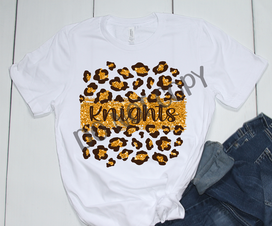 Knights Brown & Gold Leopard Glitter