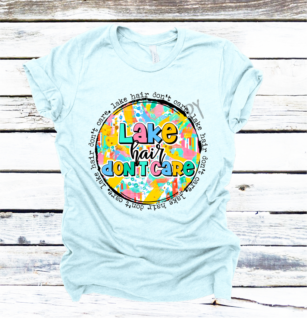 Lake Hair Don't Care Colorful Leopard Circle Transfer