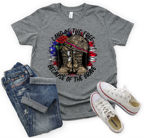 Land Of The Free Sunflower Black With Combat Boots Transfer