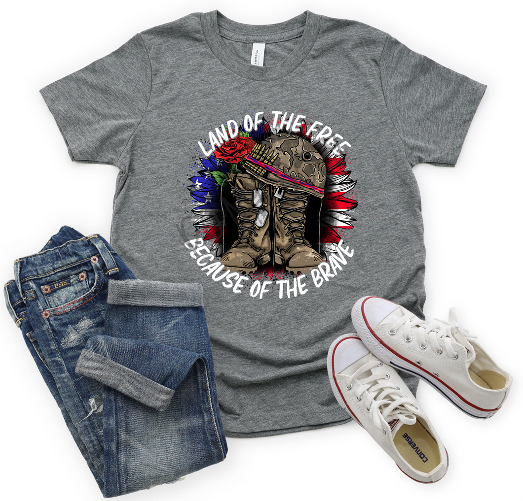 Land Of The Free Sunflower White With Combat Boots Transfer