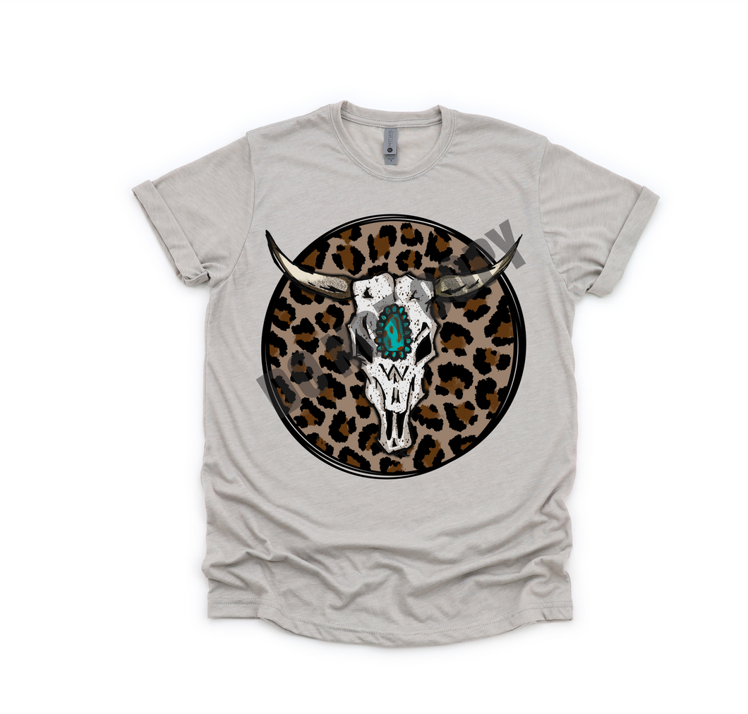 Leopard Circle with Bull skull  Transfer