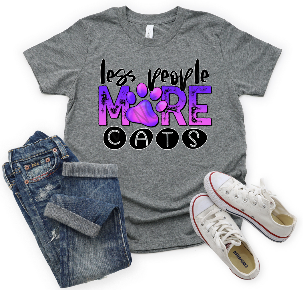 Less People More Cats Blue & Purple Transfer
