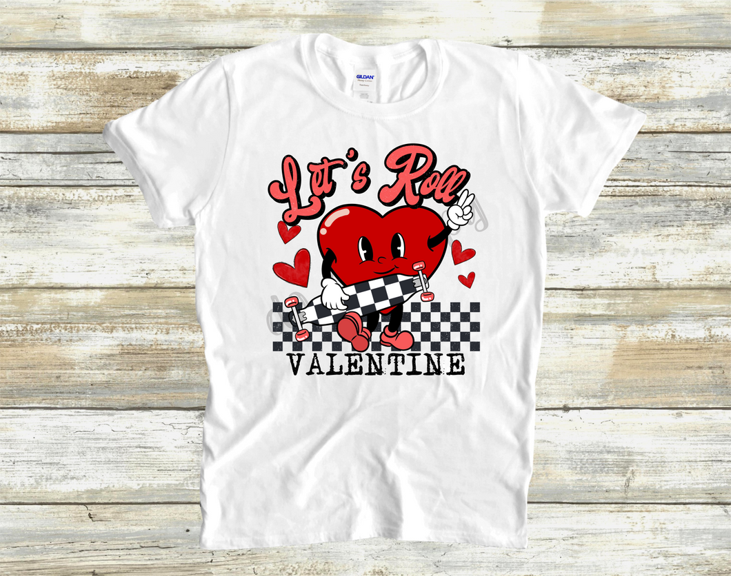 Let's Roll Valentine Heart With Skateboard