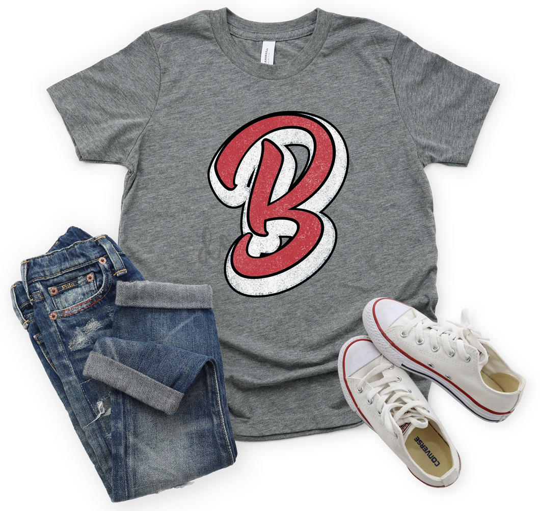 Letter B Red Distressed Mascot Letter