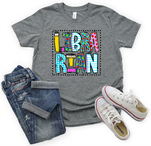 Librarian Doodle School Letters Transfer