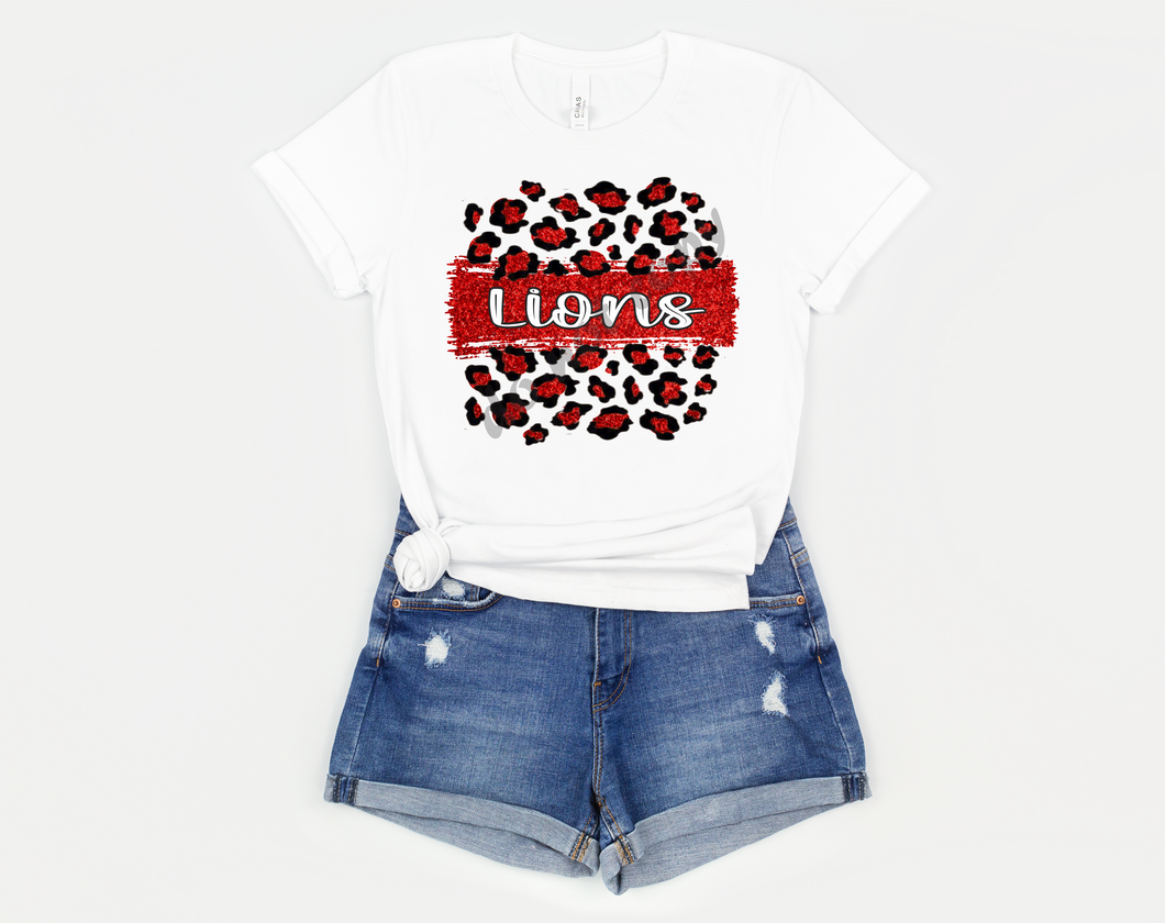 Lions Red and White Leopard Glitter