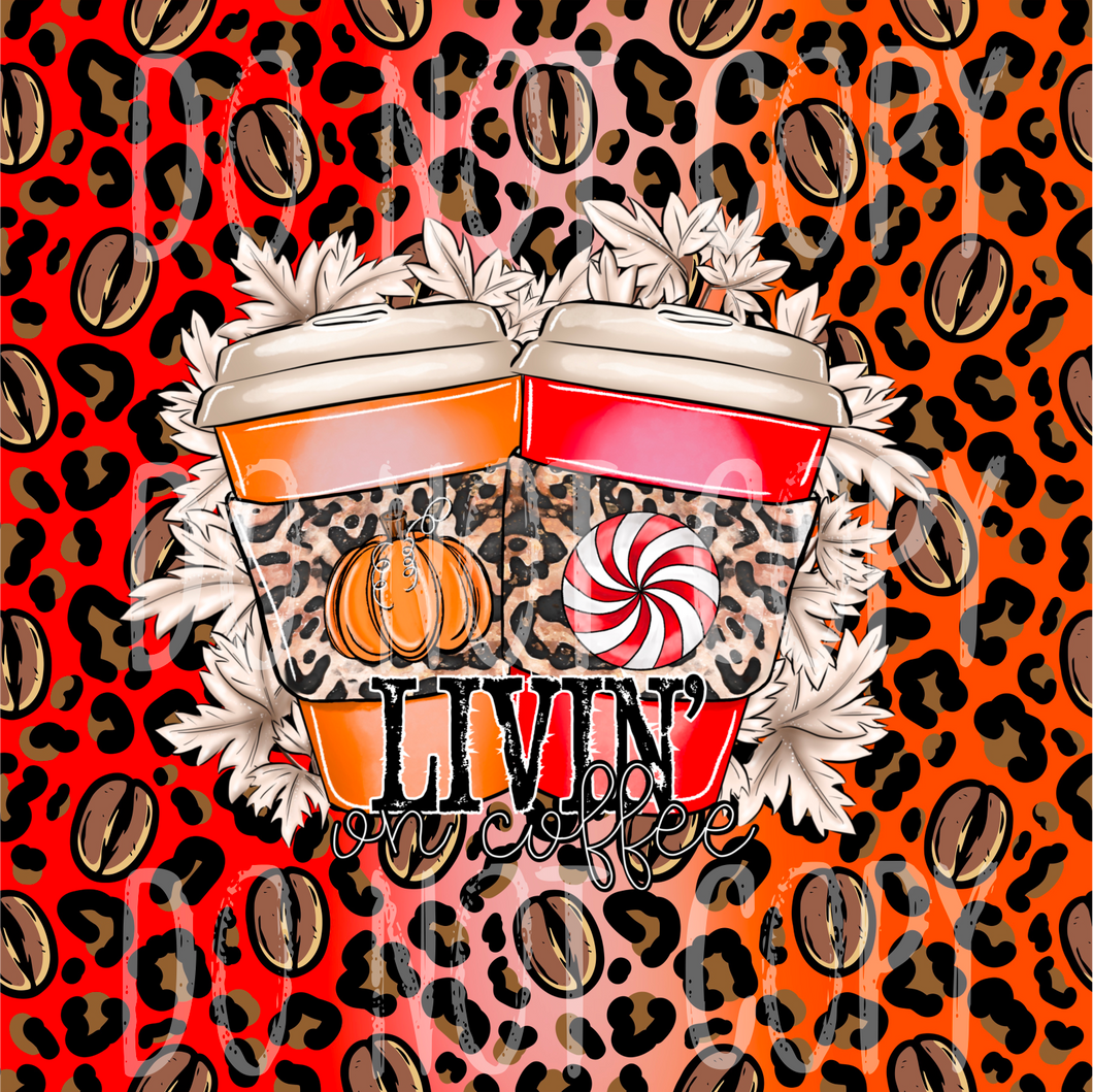 Livin' On Coffee Red & Orange Leopard Coffee Bean 20oz Straight Skinny Tumbler