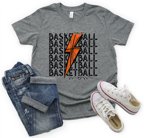 Loud & Proud Basketball Mom Lightning Bolt Stacked Transfer