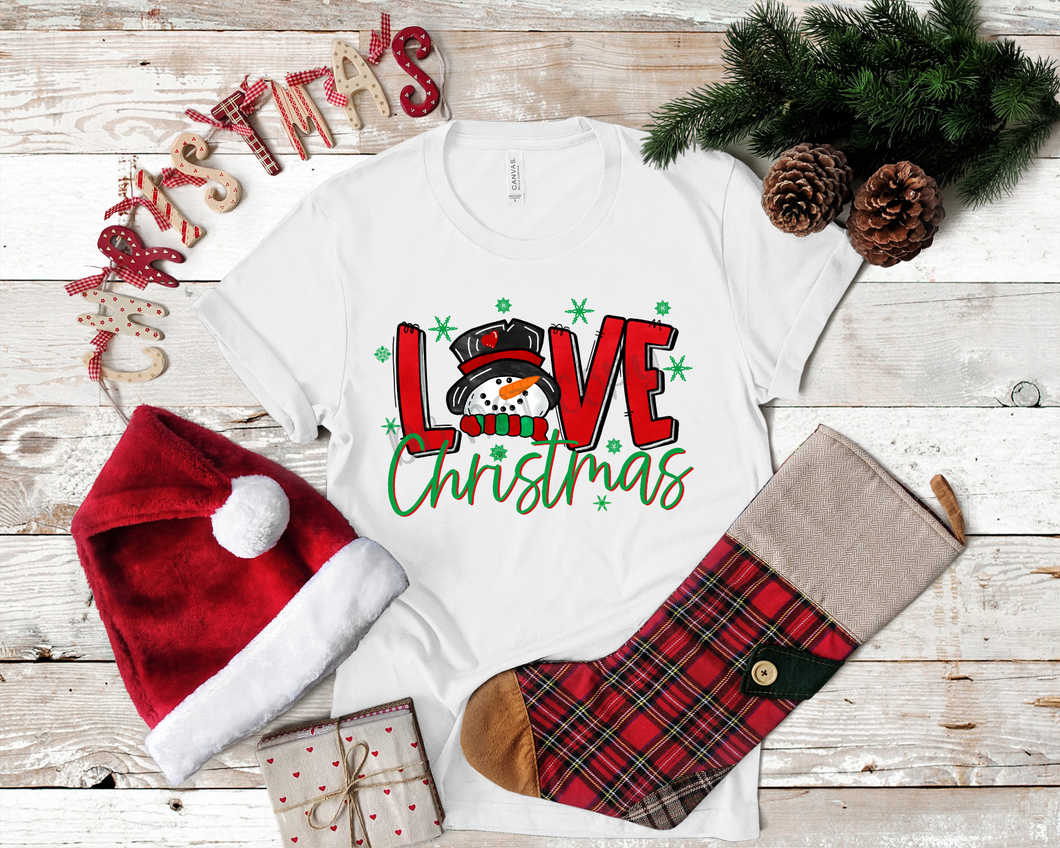 Love Christmas Red & Green Snowman Transfer