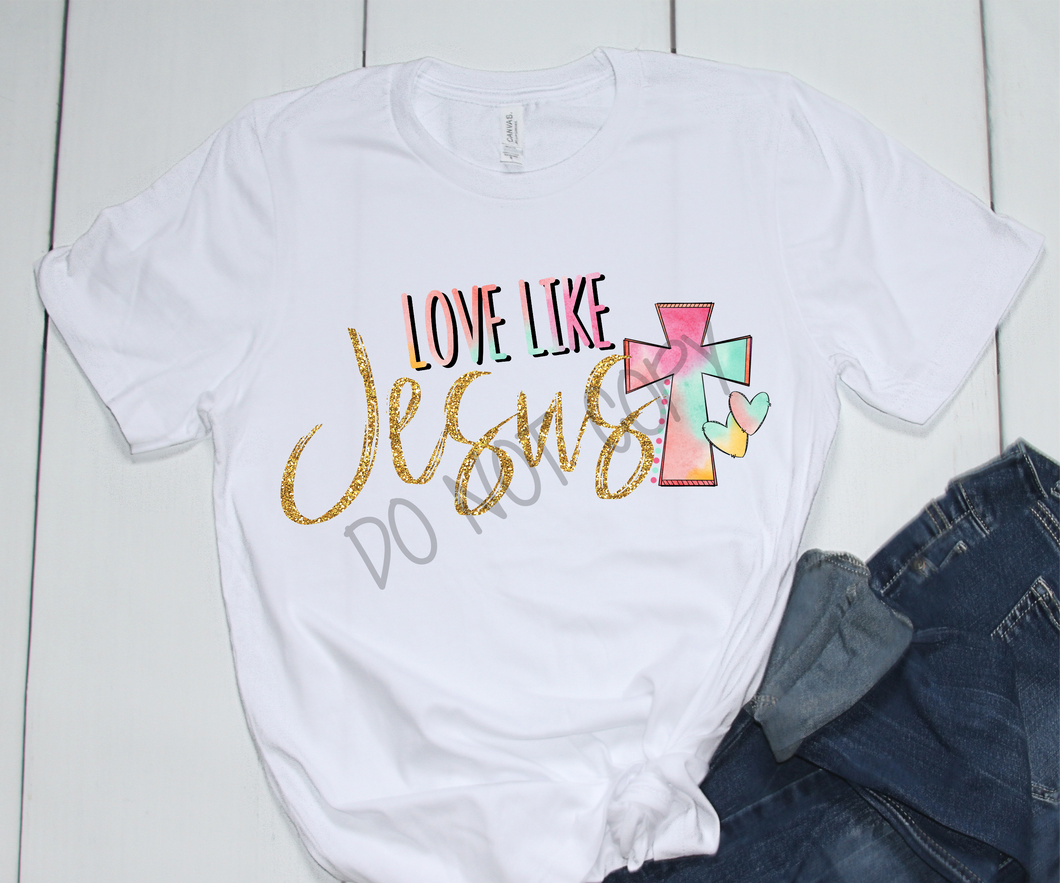 Love Like Jesus Gold Glitter Transfer