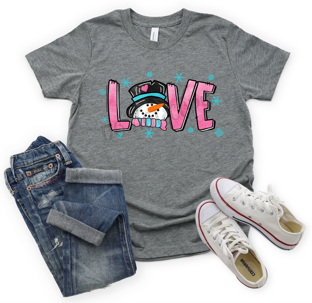 Love Pink & Blue Snowman Transfer