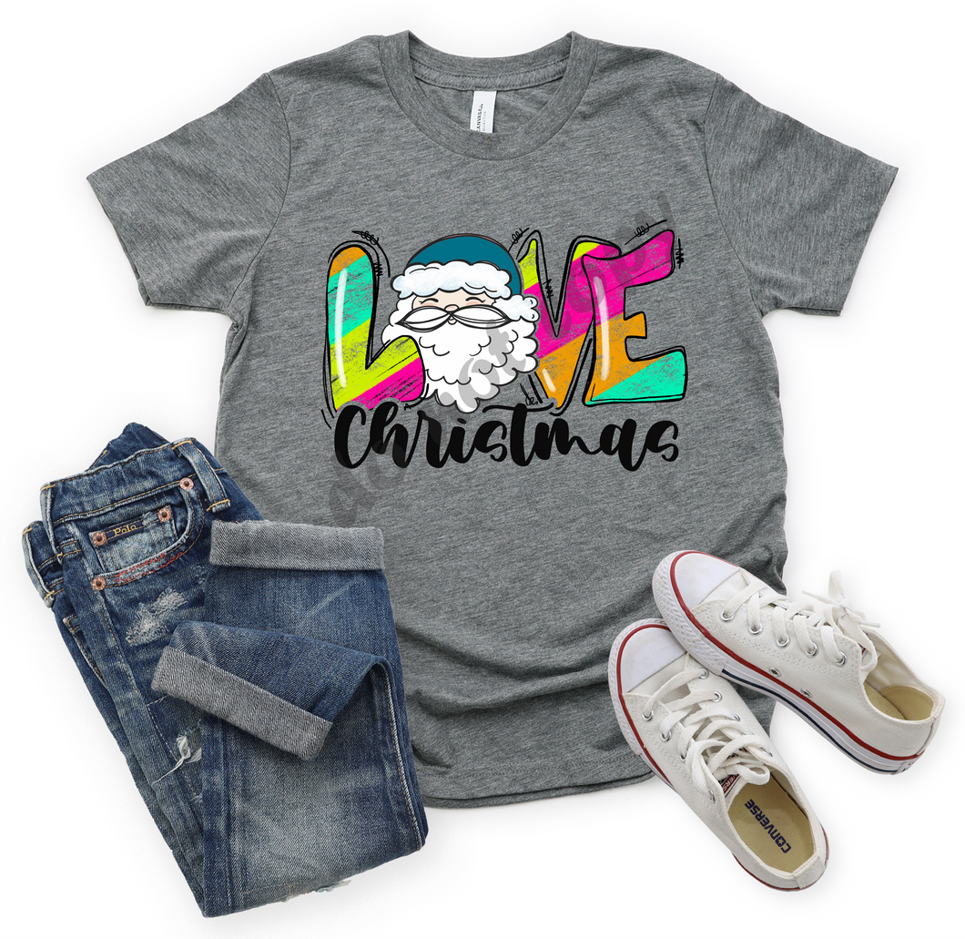 Retro Bright Colored Love Christmas Santa Transfer
