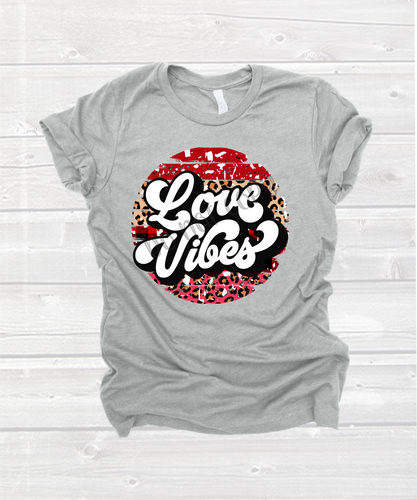 Love Vibes Leopard Distressed Circle Transfer