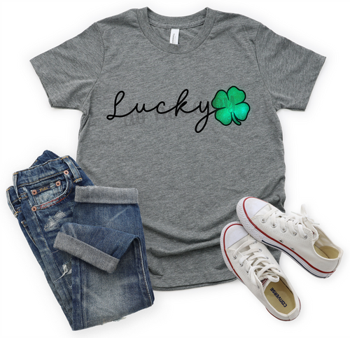 Lucky Script With Green Clover Transfer