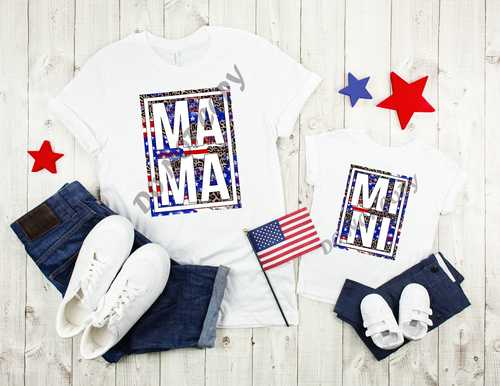 Mama Patriotic Leopard Stacked Transfer