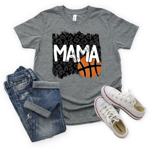 Mama Basketball Black Leopard Brushstroke Transfer