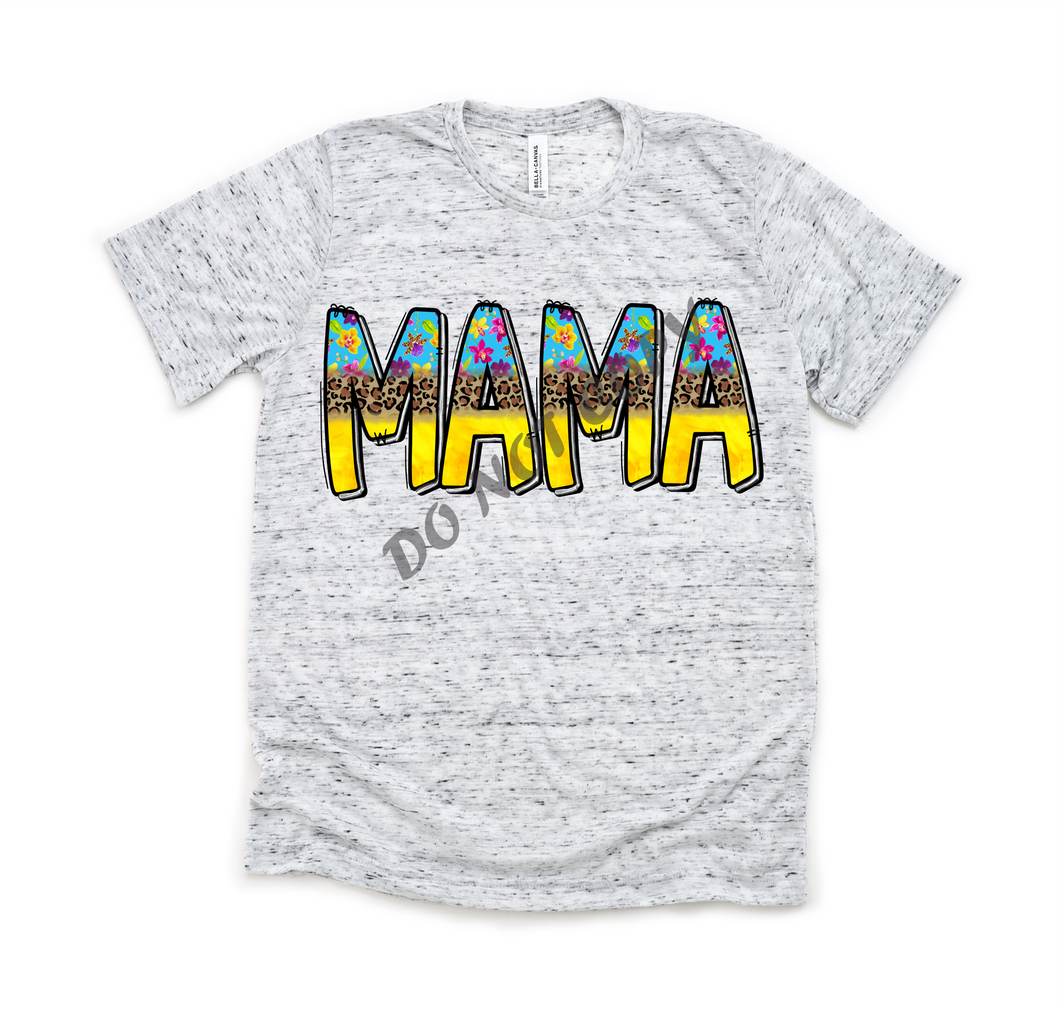 Mama Spring Floral Leopard Yellow Transfer