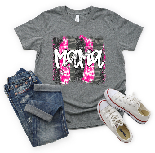 Mama Pink Tie-Dye & Camo Brushstroke Transfer