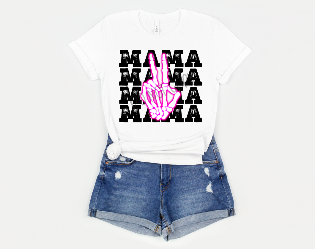 Mama Stacked With Pink Skeleton Hand Transfer