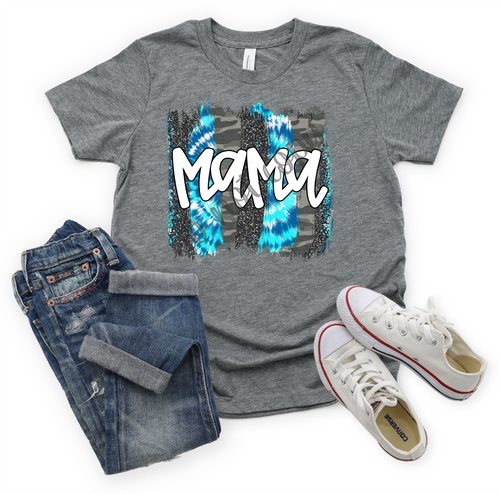 Mama Blue Tie-Dye & Camo Brushstroke Transfer