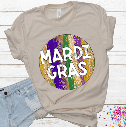 Mardi Gras Brushstroke Circle Transfer