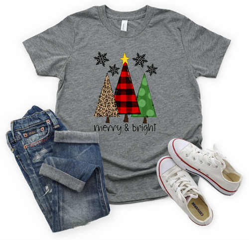 Merry & Bright With Buffalo Plaid, Green Polka Dot & Leopard Trees Transfer