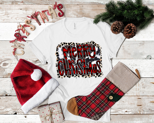 Merry Christmas Buffalo Plaid, Cowhide, Leopard Backsplash Transfer