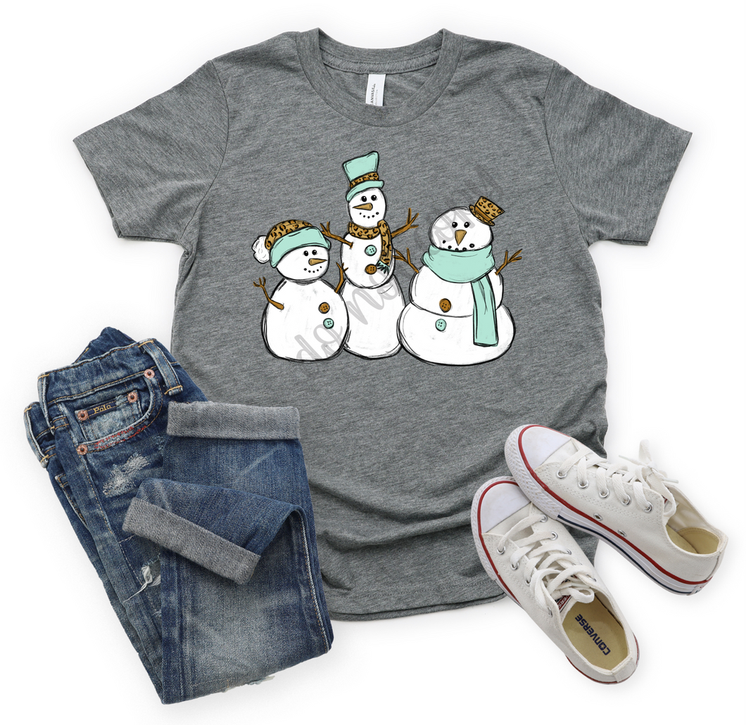 Mint and Leopard Snowmen  Transfer