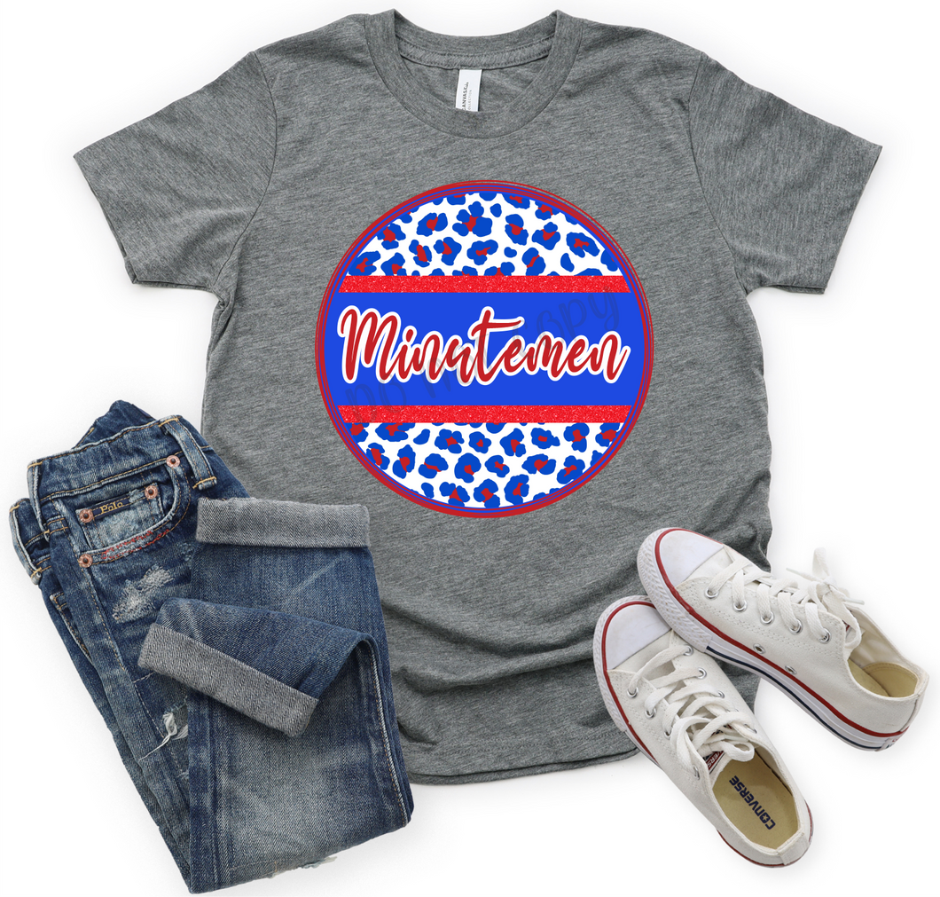 Minutemen Red, White & Blue Leopard Circle Print Font