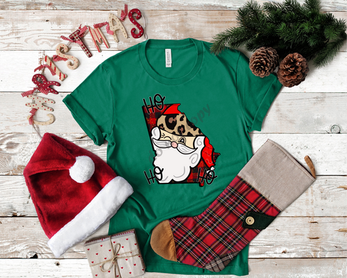 Ho Ho Ho Buffalo Plaid Santa State Design