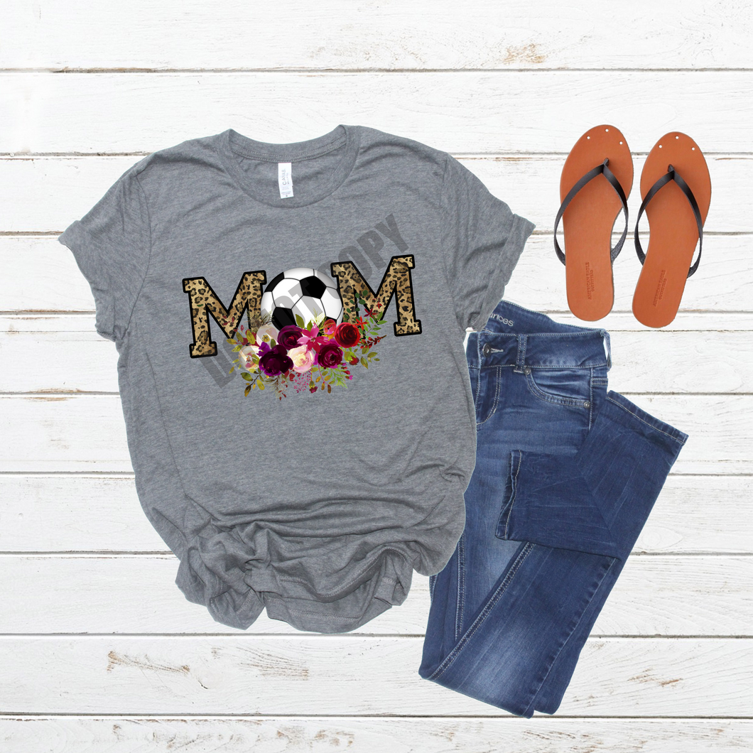 Mom Floral Leopard Soccer Ball  Transfer