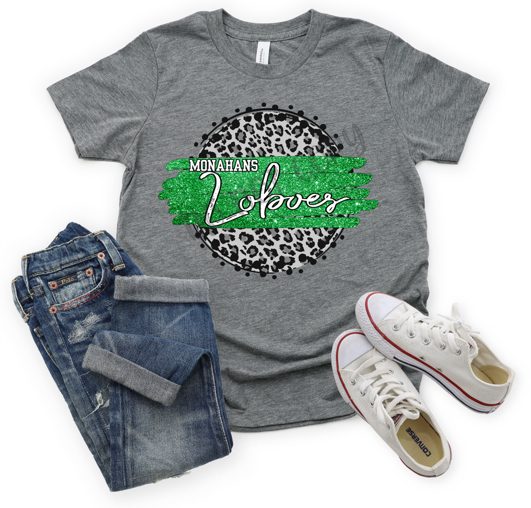 Monahans Loboes Green Glitter Cheetah Transfer