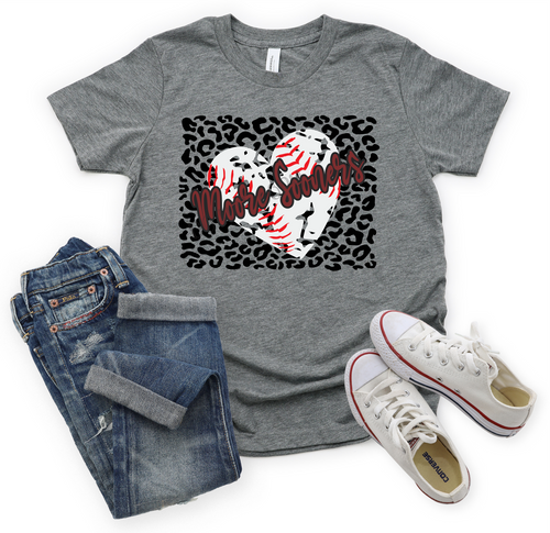 Moore Sooners Baseball Heart With Leopard Background