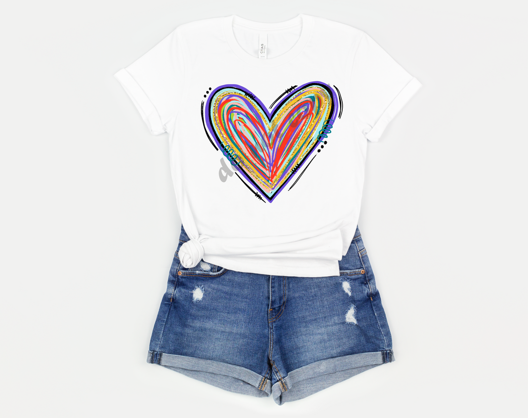 Multi Color Doodle Heart Transfer