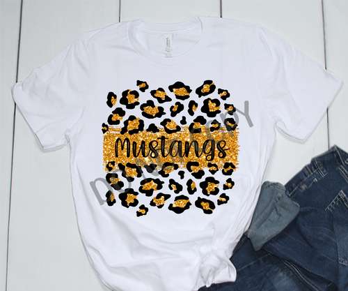 Mustangs Gold & Black Leopard Glitter