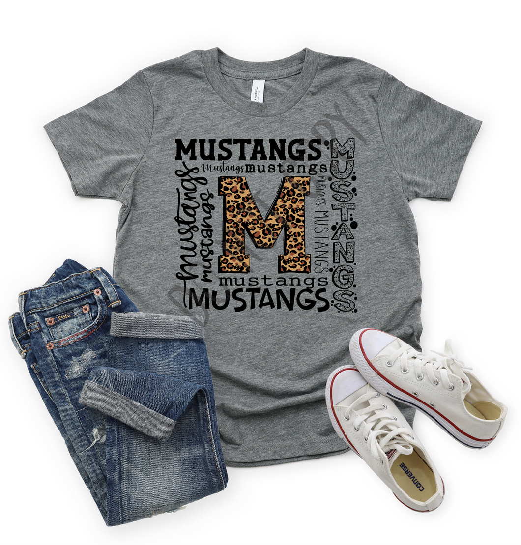 Mustangs Leopard Typography Transfer