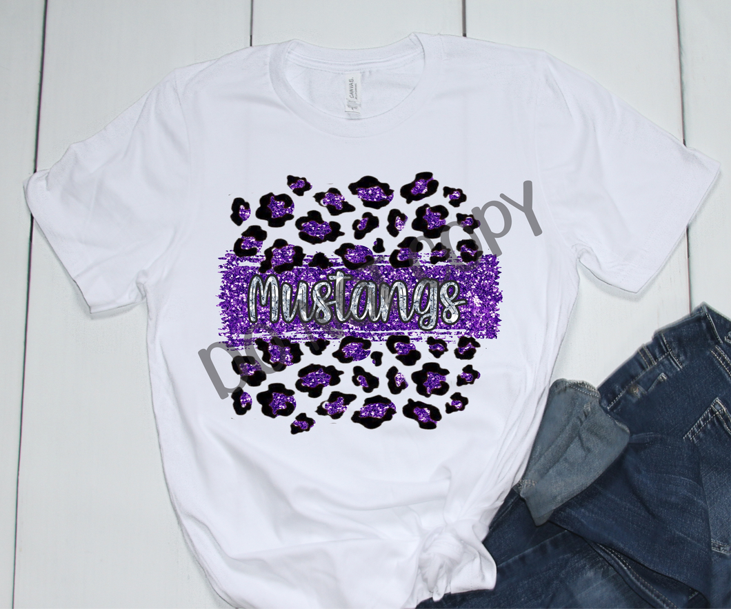 Mustangs Purple, Black & Silver Leopard Glitter