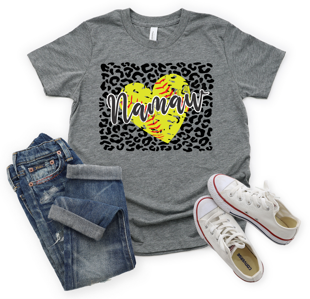 Namaw Softball Heart With Leopard Background