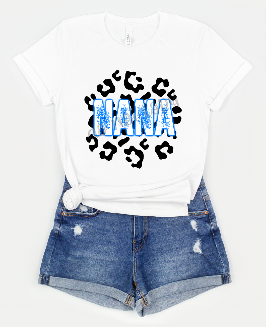 Nana Blue Neon Leopard Background Transfer