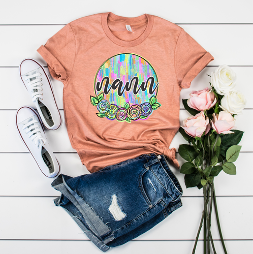Nann Floral Textured Circle Transfer