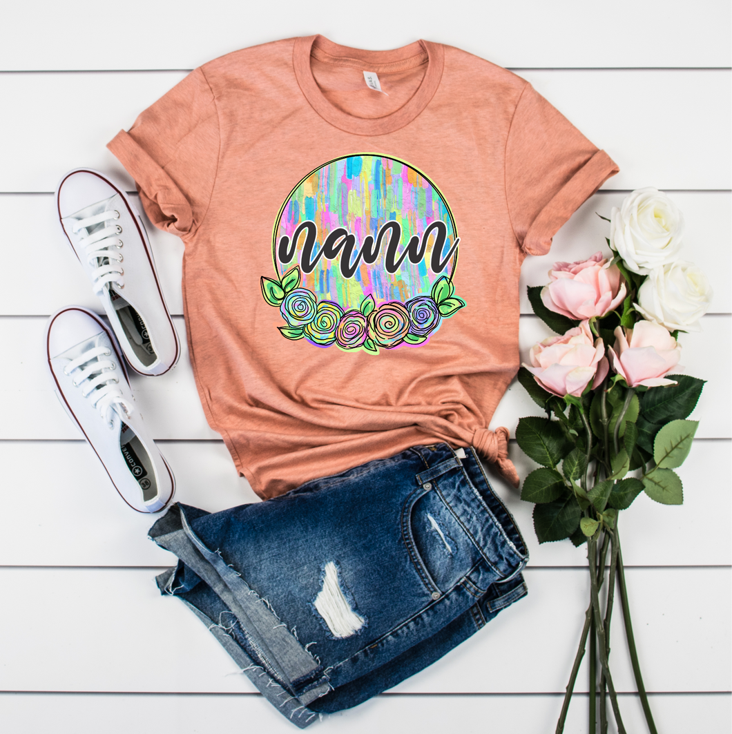 Nann Floral Textured Circle Transfer