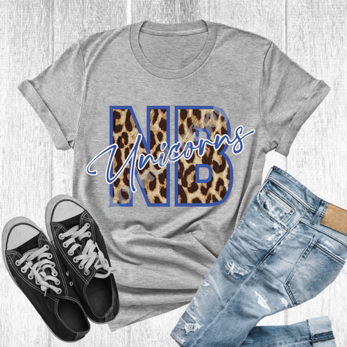 NB Unicorns Blue & White Leopard Letter